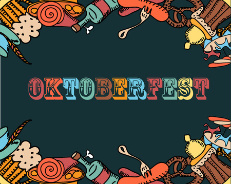 Oktoberfest background. Cute seamless pattern. Hand drawn illustration.のイラスト素材