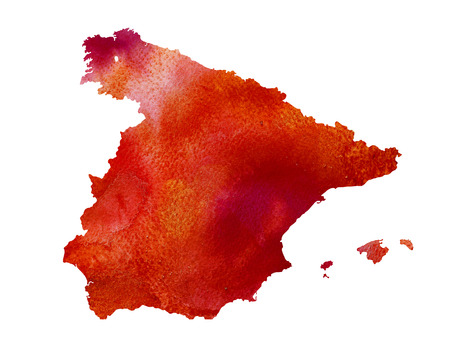 Watercolor texture of Spain. Europe map.の写真素材