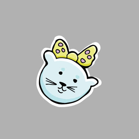 Cute funny kitten with ribbon illustrationのイラスト素材