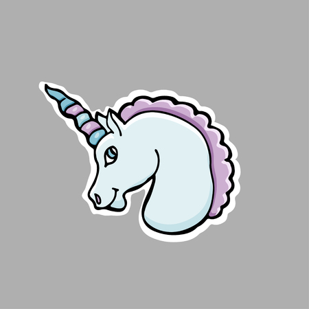 Unicorn illustration design. Cartoon patch badges.のイラスト素材