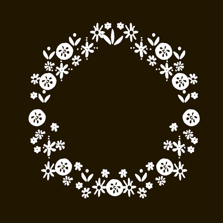 Hand drawn, Simple doodle floral design in black and white colors.のイラスト素材