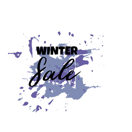 Text Winter Sale, discount banners.Grunge elements, ink drops, abstract background. Vector illustration.のイラスト素材