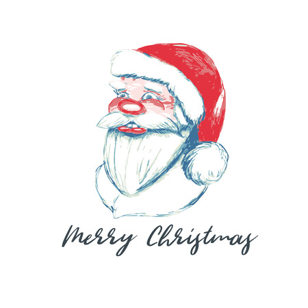 Christmas greeting  card. Portrait of Santa Claus on a white background.のイラスト素材