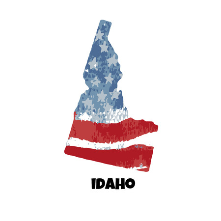 State of Idaho. United States Of America. Vector illustration. Watercolor texture of USA flag.のイラスト素材