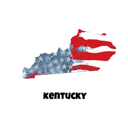 State of Kentucky. United States Of America. Vector illustration. Watercolor texture of USA flag.のイラスト素材
