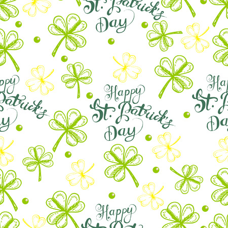 St. Patrick's Day background. Vector seamless pattern with irish symbols of St. Patrick' s holiday.のイラスト素材