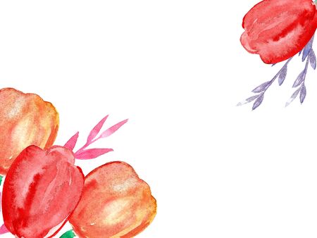 Beautiful watercolor floral frame. Bright colorful  spring floral sp composition .の写真素材