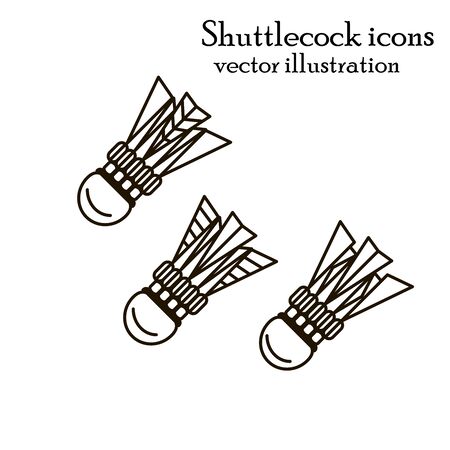 Set of shuttlecock vector icons. Line art illustration.のイラスト素材