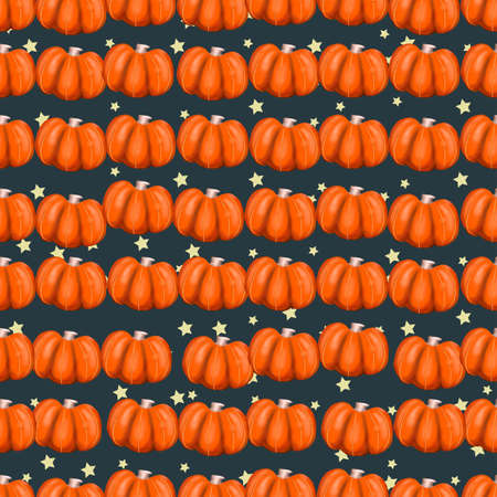 Thanksgiving Day seamless pattern. Fall theme. Repeat background with autumn leaves, pumpkins, pies, cookies, autumn fruits, turkeys.の写真素材