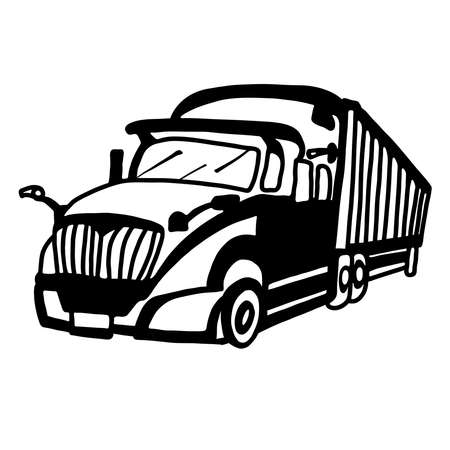 Vector illustration of truck. Black silhouette of a big truck.のイラスト素材