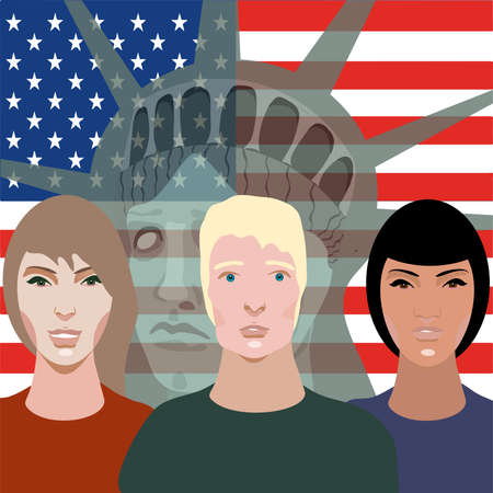 Abortion rights vector illustration. People protest against the ban on abortion in the USA.のイラスト素材