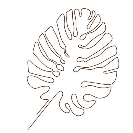 One line palm leaf. Minimalist continuous linear vector illustration. modern wall art.のイラスト素材