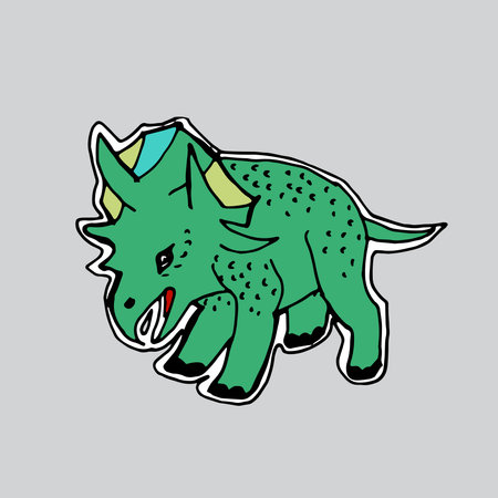 Vector hand drawn dinosaur sticker.のイラスト素材