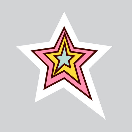 70s styles vector doodle sticker. Psychedelic star.のイラスト素材