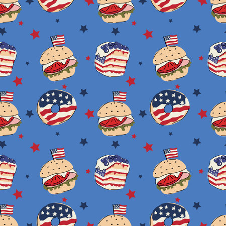 4th of july patriotic seamless pattern. Independence day vector illustration.のイラスト素材