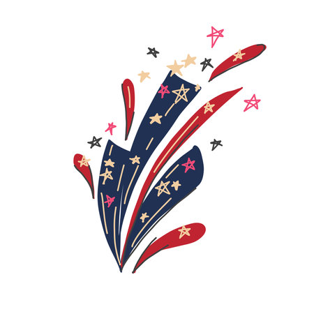 The 4th of July  vector illustration with  firework.のイラスト素材