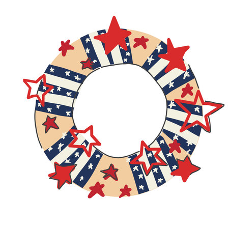 The 4th of July  vector illustration with  patriotic wreath.のイラスト素材