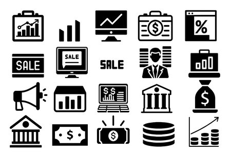 Vector business and finance icons set.のイラスト素材