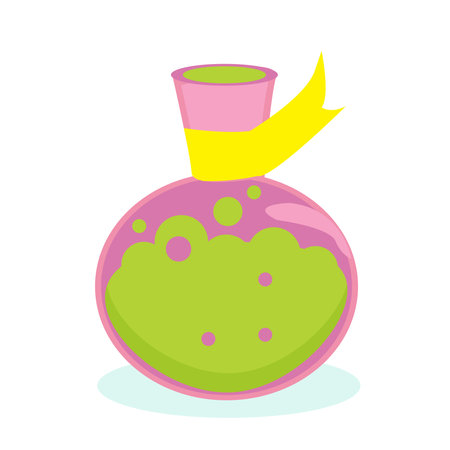 Vector magic object.Flask with magic potion flat illustration.のイラスト素材