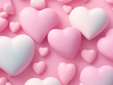 Valentine's day background with hearts. 3D rendering.の素材
