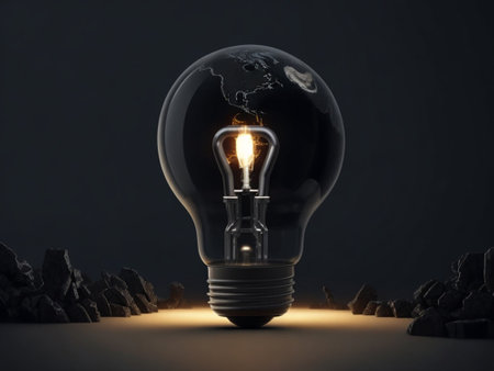 Blackout concept banner. Save energy, cost-effective, warming, global crisis concept.の素材