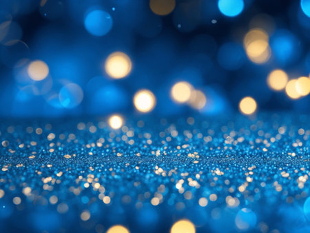 blue glitter vintage lights background. defocused. bokeh.の素材