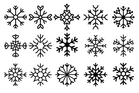 Snowflakes set. Vector illustration. Isolated on white background.のイラスト素材