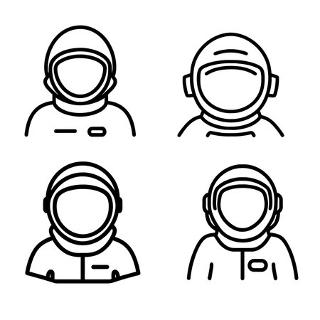 Astronaut icons set. Outline illustration of astronaut vector icons for webのイラスト素材