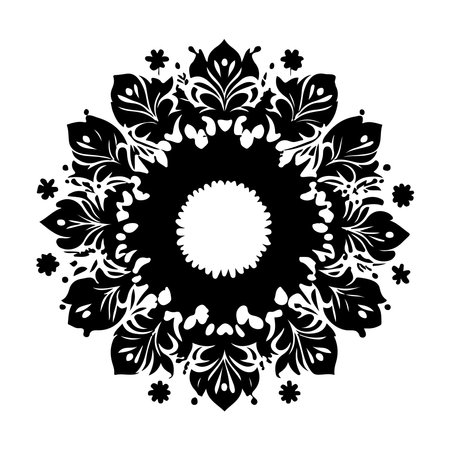 Black and white floral ornament on a white background. Vector illustration.のイラスト素材