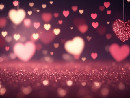 glitter vintage lights background. red and pink. de-focusedの素材