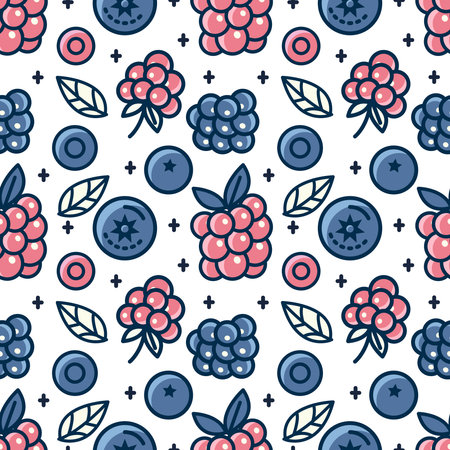 Seamless pattern with berries. Vector background with berry.のイラスト素材