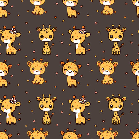 Seamless pattern with cute cartoon giraffe. Vector illustration.のイラスト素材