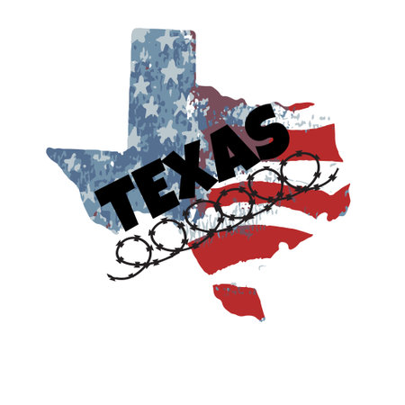 map of the us state of texas with american flag in grunge styleのイラスト素材
