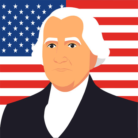American president on the background of the American flag. Vector illustration.のイラスト素材