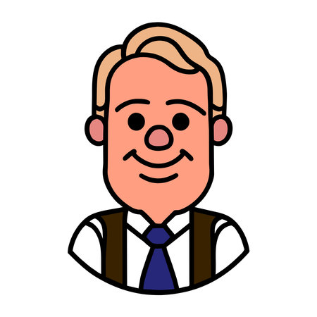 Vector illustration of a man with a clown nose. Flat style.のイラスト素材