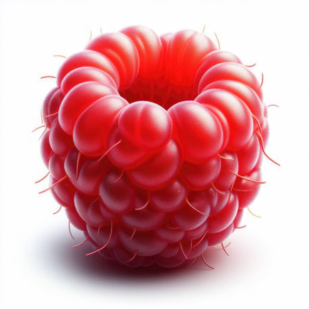 Ripe raspberry isolated on white background. 3d render illustration.の素材