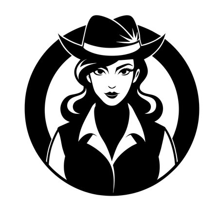 Cowgirl in a hat. Vector illustration isolated on white background.のイラスト素材