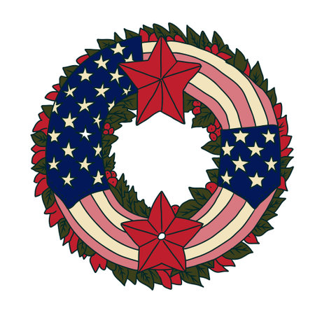 USA patriotic wreath with stars and stripes vector illustration graphic designのイラスト素材