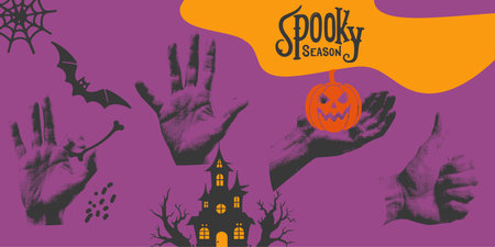 Halloween background with pumpkins. Vector illustration for your design.のイラスト素材