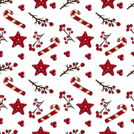 Christmas vector seamless background. Festive seasonal pattern.のイラスト素材