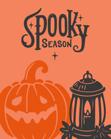 Halloween greeting card with hand drawn vector illustrations.のイラスト素材