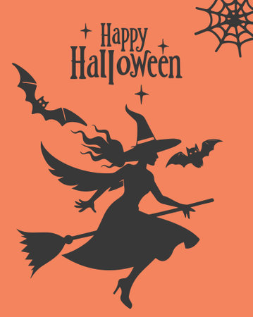 Halloween greeting card with hand drawn vector illustrations.のイラスト素材