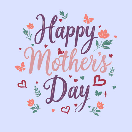 Happy Mother's Day greeting card with cute spring flowers.のイラスト素材