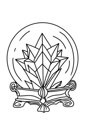 Hand drawn vector illustration of a magic crystal, esoteric theme, tattoo design.のイラスト素材
