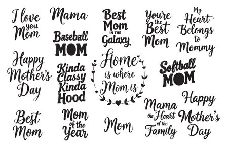 Mother's Day lettering design set. Hand written typography vector fonts.のイラスト素材
