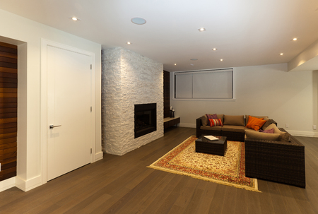 Living room area in new modern houseの写真素材