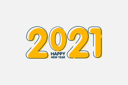Realistic Happy new year 2021 logo text with shadow.Colored brochure design template, card, banner design vector illustrationのイラスト素材