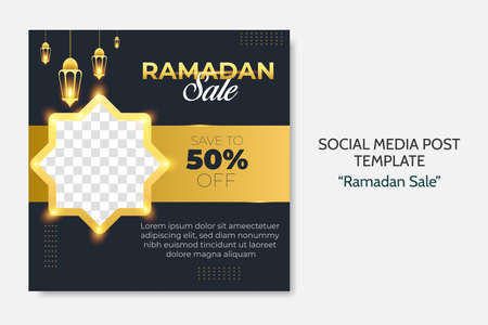 Ramadan Sale social media post template. Web banner advertising for greeting card, voucher, islamic event. editable vector illustrationのイラスト素材