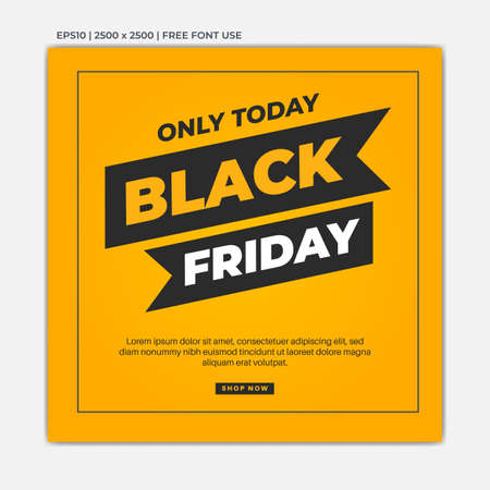 black friday sale banner for social media post template with yellow gradient background, good for your promotion. vector illustrationのイラスト素材