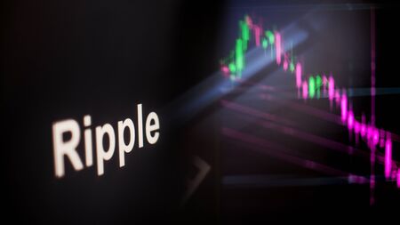 Ripple Cryptocurrency token. crisis and the collapse of prices, the red graph down. The behavior of...